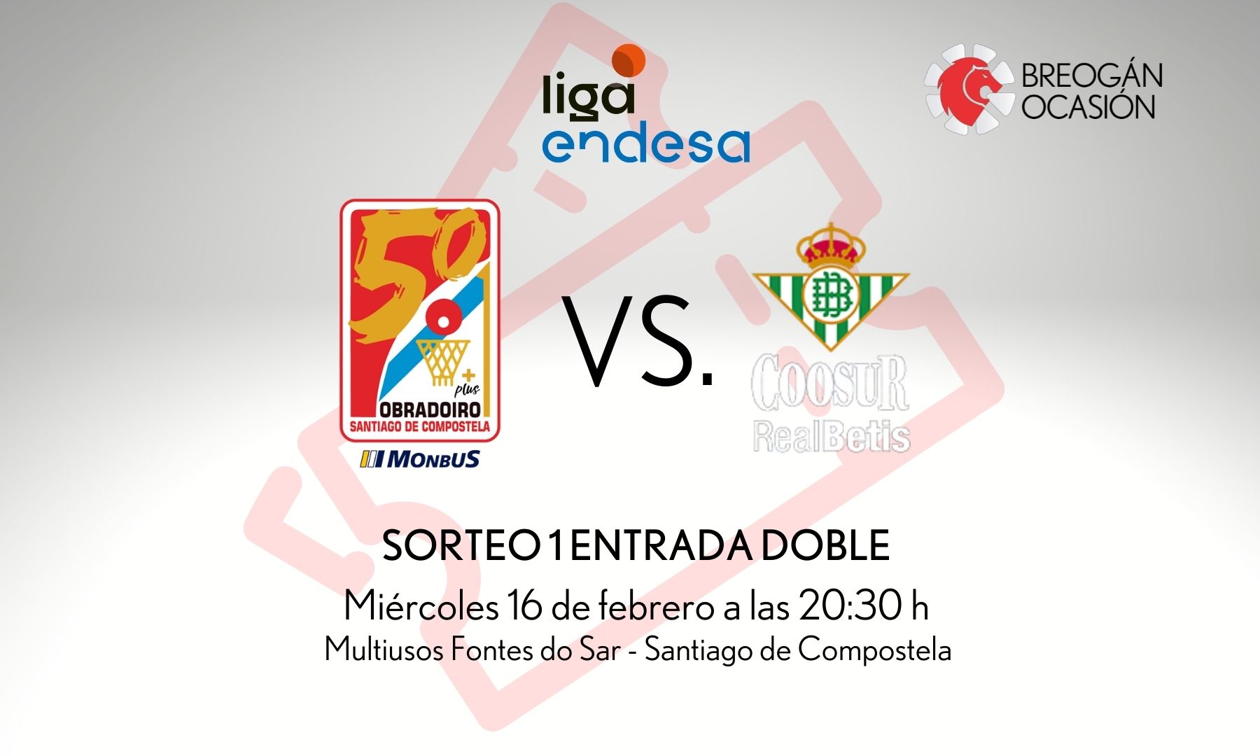 Sorteo 1 entrada doble partido en Santiago de Compostela por Breogán Ocasión