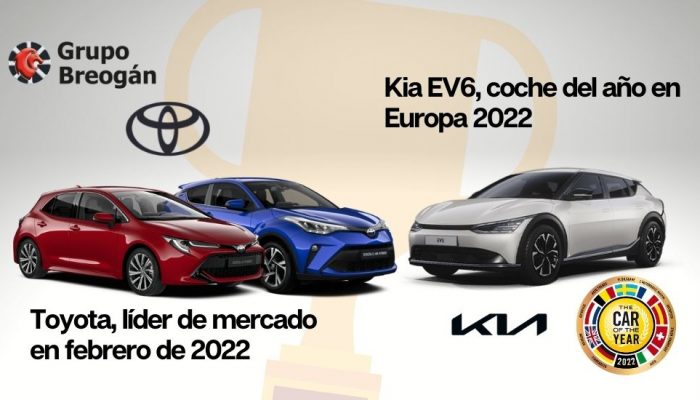 Toyota líder del mercado en España en febrero y Kia EV6 coche del año 2022 en Europa