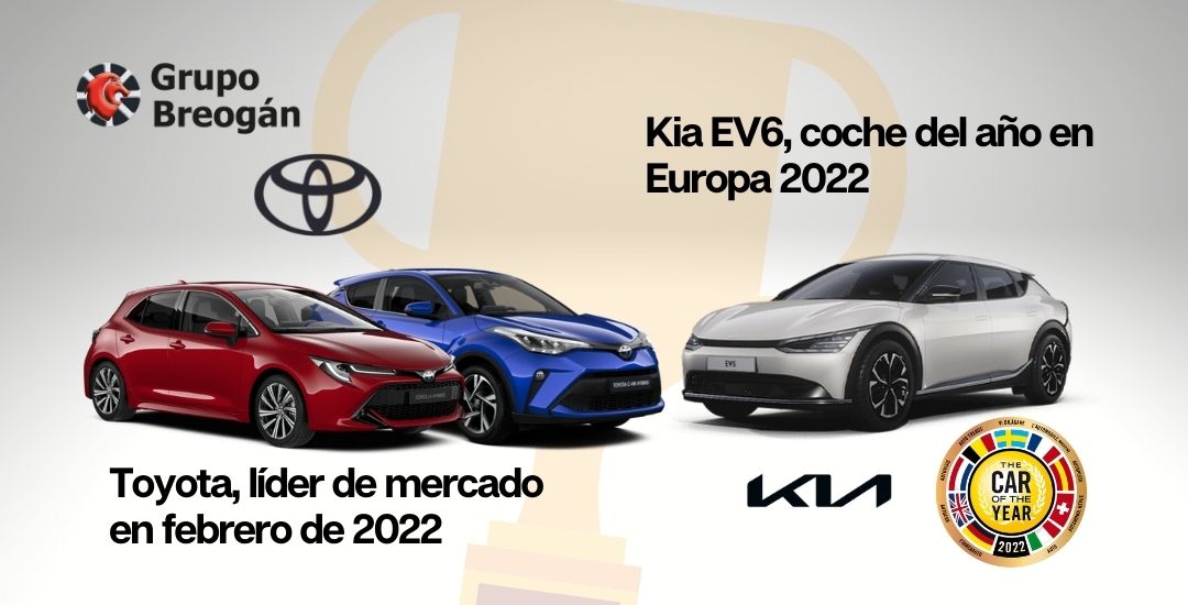 Toyota líder del mercado en España en febrero y Kia EV6 coche del año 2022 en Europa